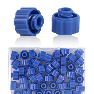 Imagem de 100pçs Tampas Ponta Seringa, Compatíveis com Luer Lock e Slip Seringas Tampas Ponta Agulha de Distribuição Plástico para Tubos de Alimentação e Uso em Laboratório (Azul)