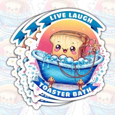 Imagem de Adesivo de banho Live Laugh Toaster 3 peças – Adesivo de vinil engraçado com citação de torradeira, humor negro, sarcástico, à prova d'água, para capacete, laptop, telefone, garrafa de água, carro