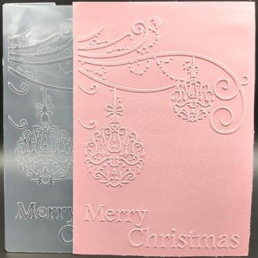 Imagem de Pasta de plástico em relevo 12 x 17 cm bola de sino de vento de Natal artesanato impressões texturizadas de plástico para fazer cartões scrapbooking