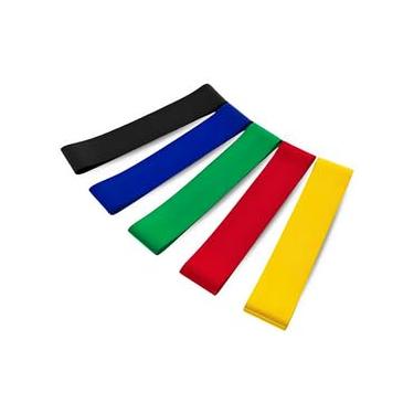 Imagem de Kit Faixas Elásticas de Resistência, 5 Cores, Verde, Amarela, Vermelha, Azul e Preta, para Exercícios, Musculação, Fisioterapia e Alongamento