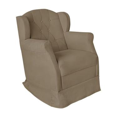 Imagem de Poltrona Amamentação Cadeira Reforçada Balanço Lile Suede bege Escuro