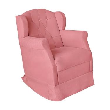 Imagem de Poltrona Amamentação Cadeira Reforçada Balanço Lile Suede rosê