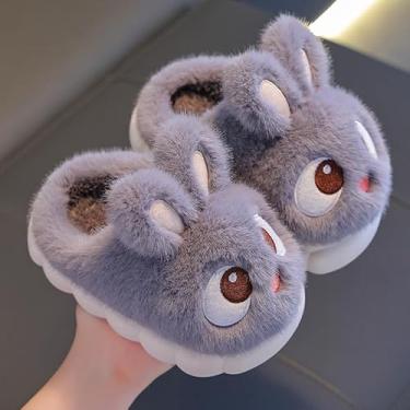 Imagem de Pantufas fofas para crianças, para meninos, para inverno, quente, para uso interno, coelhinho, Azul, 13-13.5 Little Kid