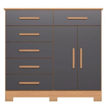 Imagem de Cômoda Sapateira Mandarim 6 Gavetas 2 Portas Mdp Freijó Titanium