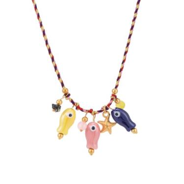 Imagem de Colar de estrela do mar, boêmio, praia, havaiano, colorido, verão, praia, costal, gargantilha para mulheres e homens, 29.5in, cerâmica, Sem Pedra Preciosa