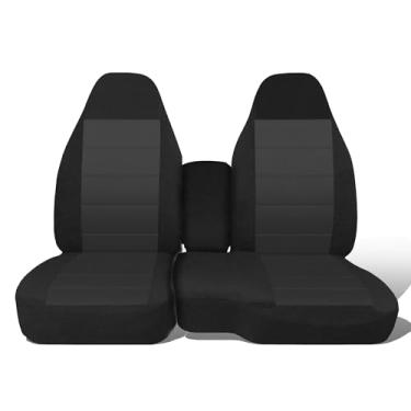 Imagem de Jokuye Capa de assento de tecido Oxford lavável para Chevrolet Colorado GMC Canyon 2004 2005 2006 2007 2008 2009 2010 2011 2012, banco dianteiro 60/40 dividido com apoio de braço de console - preto