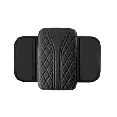 Imagem de CyperFair Capa de console central de carro, suporte forte à prova d'água, almofada de reforço de caixa de apoio de braço de recuperação lenta de couro com bolso de armazenamento lateral, almofada de