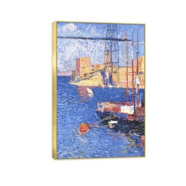 Imagem de Famosa imagem de paisagem de arte de parede - impressões em tela - ponte - pintura de moldura dourada para sala de estar banheiro decoração de casa 20 x 30 cm 8 x 12 pol