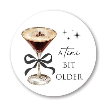 Imagem de Adesivos de aniversário Tini Bit Older Espresso Martini, conjunto de 40 (laço preto)
