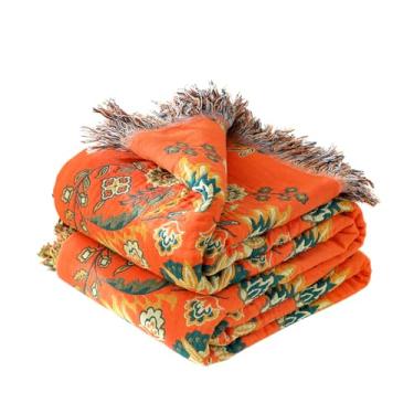 Imagem de Cobertor Boho para cama 100% algodão ultramacio colcha rústica estampa floral decoração de casa de fazenda cobertores de cama de outono, 152 cm × 203 cm todas as estações rústico grande para sofá