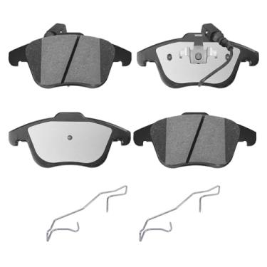 Imagem de HECHENQICHE Conjunto de pastilhas de freio a disco semimetálico com ferragens para rodas dianteiras, compatível com Audi Q3, Q3 Quattro, Ford Mondeo, Volkswagen Passat e Tiguan