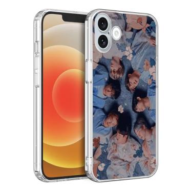 Imagem de WWDIYHOUSE Capa compatível com iPhone 16, capa transparente de TPU macio à prova de choque e design exclusivo para homens/mulheres/meninas/meninos (Fashion-BTS-2)