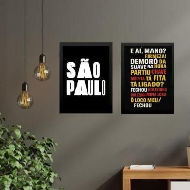 Imagem de Kit 2 Quadros Gírias De Sampa - São Paulo 45X34Cm - Vidro - Quadros On