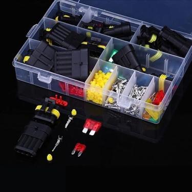 Imagem de Kit de conector à prova d'água HID 240 peças/caixa com terminal de vedação de fio de crimpagem e fusível de carro 1-6 pinos 300V 12A soquete automático de caminhão