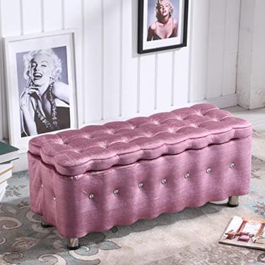 Imagem de Banqueta de armazenamento retangular com tampa articulada, banco de sofá para sala de estar, banco de quarto, cama, banco para sala de estar, banco para troca de sapatos/D/40 x 40 x 80 cm