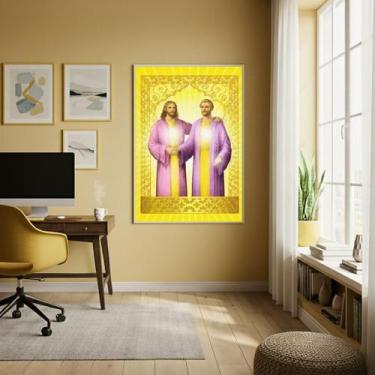 Imagem de Quadro Decorativo Arte Jesus Cristo E Saint Germain -70X50Cm - Quadros