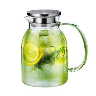 Imagem de Jarros de água fria jarro de vidro resistente ao calor filtro doméstico jarro de chá jarro multiuso jarro de grande capacidade jarro de suco 1500 ml 1800 ml 2000 ml (cor: transparente tamanho: 12,5