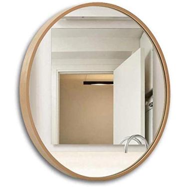 Imagem de Espelho de maquiagem Espelhos de parede redondos com moldura de metal banheiro espelho de maquiagem grande espelho de maquiagem círculo retrô espelho de barbear espelho cosmético para pendurar na