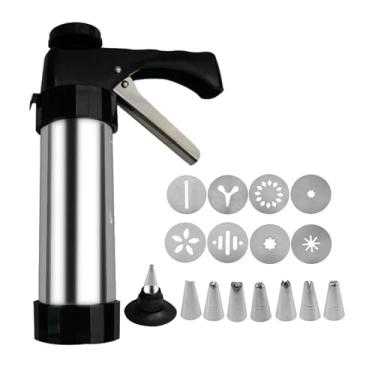 Imagem de Máquina de fazer biscoitos - Máquina de fazer biscoitos resistente, máquina de churros oca com saco de laminação reutilizável, 8 bicos de laminação