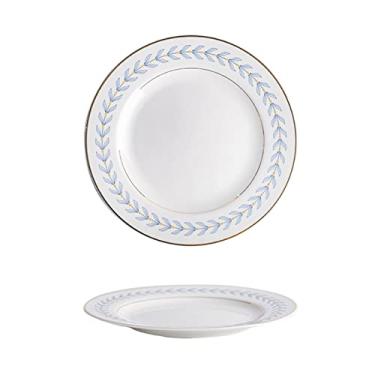 Imagem de Pratos de jantar empilháveis prato de servir pratos redondos de cerâmica prato de sobremesa de restaurante porcelana prato de sobremesa arte artesanal borda dourada prato de jantar prato de bife casa