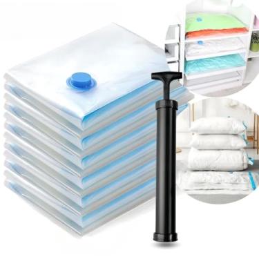 Imagem de Kit 10 Sacos a Vácuo + Bomba Sucção Organizador de Roupas e Viagem(5 Sacos + bomba)