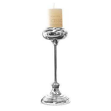 Imagem de Castiçal nórdico para decoração romântica de ferro forjado castiçal banhado a prata suporte de vela de casamento adereços de jantar