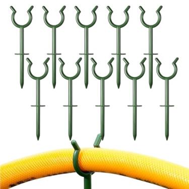 Imagem de Estacas de guia de mangueira | Estacas de guia de mangueira de jardim verde Suporte de luzes de férias | Suporte de irrigação de proteção de plantas para bordas de entrada de garagem de quintal bordas