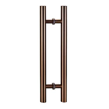 Imagem de Puxadores de porta interiores exteriores para portas de vidro deslizantes, puxador de porta de entrada push pull de dois lados, maçanetas de porta de chuveiro de banheiro com barra redonda (cor: ouro