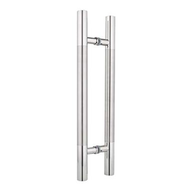 Imagem de Puxador de porta, tubo redondo de aço inoxidável durável, maçaneta de porta deslizante de vidro para escritório doméstico - fácil de instalar, 2 cores, 5 tamanhos (cor: prata, tamanho: 600 × 400 mm)