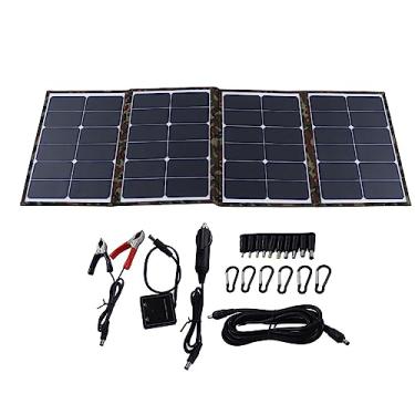 Imagem de Painel solar dobrável Carregador solar portátil de 80 W com 10 adaptadores DC Saída USB C QC3 0 para acampamento ao ar livre Fonte de alimentação de emergência Pano Oxford 600D