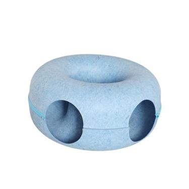 Imagem de Ｂｅｓｇａ Cama túnel para gatos 2 em 1, tipo donut cave, esconderijo circular, túnel para gatos internos, Azul