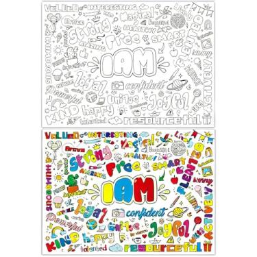 Imagem de Pôster gigante para colorir Postive Birthday Party, versátil para atividades artísticas, artesanato, toalha de mesa DIY para parede, tapete, acessórios de festa em casa