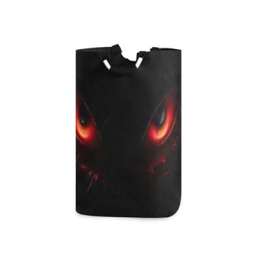 Imagem de ATTX Cesto de roupa suja com olhos vermelhos escuros com alças acolchoadas – cesto de roupas dobrável à prova d'água para banheiro, quarto, dormitório, cesta organizadora de lavanderia resistente (195