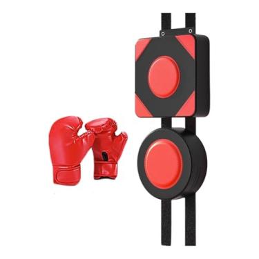 Imagem de rockible Almofada de boxe montada na parede saco de boxe prática couro do plutônio treinador de boxe para ginásio esportes artes marciais casa, Luvas Incluídas