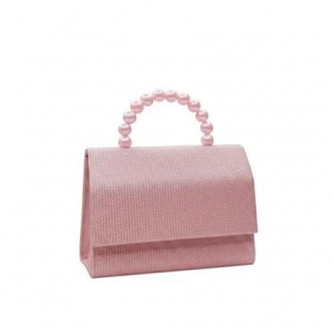 Imagem de Bolsa Infantil Elegante com Alça de Pérolas, Luxo e Brilho para Princesas, Acessório Fashion (Rosa Escuro)
