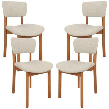 Imagem de Kit 4 Cadeiras Para Sala De Jantar Cozinha Living Estofada Dara L02 Linho Champagne - Lyam Decor