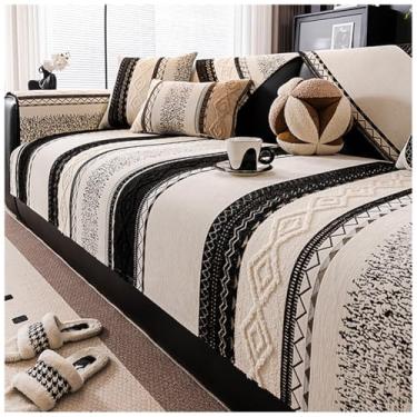 Imagem de SPXMQSS Capa de sofá antiderrapante para sofá seccional, capa de sofá universal de chenille macio 1 2 3 4 lugares protetor de móveis para sala de estar A 110 x 160 cm