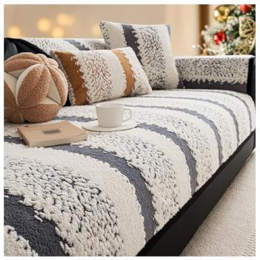 Imagem de SPXMQSS Capas para sofá Chaise Longue, super macia capa para sofá, universal para sofá 1/2/3/4 lugares, protetor de cobertura para sofá, capa de sofá com base antiderrapante, D 120 x 180 cm
