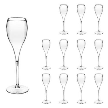 Imagem de Taça de Espumante 120ml Kit 12un Brut Alto Padrão Acrílico - NEOPLAS, 
