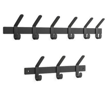 Imagem de Kit com 2 Cabideiros Suporte de Parede Organizador 3 e 6 Ganchos Brasf