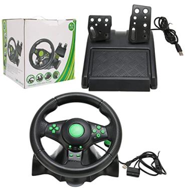 Imagem de FOLOSAFENAR PC Racing Wheel, Game Steering Wheel with Hot Plug Technology, Suction Design, 180 Degree Car Racing Driving Wheel, Steering Wheel Gaming with Pedal, for Racing Game