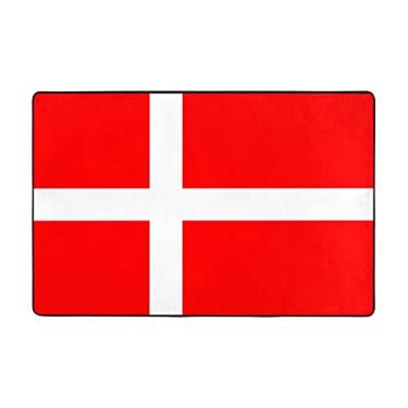 Imagem de Zeraoke Tapetes de área com bandeira dinamarquesa para sala de estar de 1,1 x 1,8 m, tapete macio e moderno, tapetes felpudos antiderrapantes para decoração de casa, tapete lavável para quarto,