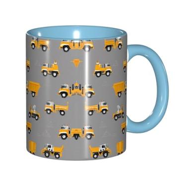 Imagem de Zeraoke Construction Trucks Print Canecas de café criativas, personalizadas, presente para família, tamanho de 325 ml, unissex