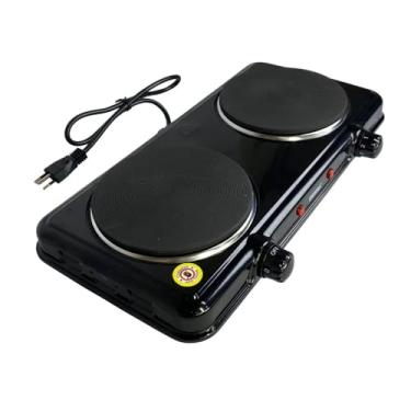 Imagem de Fogareiro Elétrico Indução 2 Bocas, 2000W, 220V, Preto, Aço Esmaltado, Portátil, 43x21x6cm