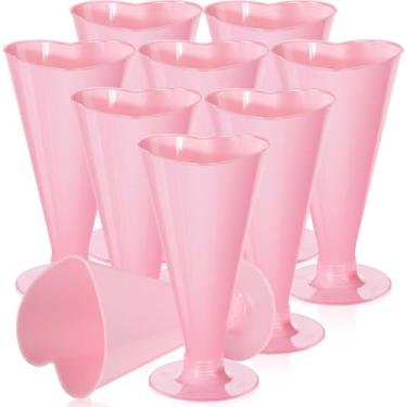 Imagem de Ziliny 25 peças de taças de champanhe em forma de coração, taças de champanhe de 160 ml, copos de vinho de plástico descartáveis para coquetéis, bebidas, aniversários, festas de casamento (rosa)