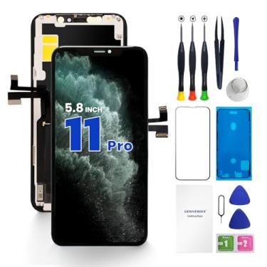 Imagem de Para substituição de tela iPhone 11 Pro, kit de reparo de tela FHD 3D Touch FHD de 5,8 polegadas Genverdix, conjunto de digitalizador com conjunto de ferramentas, protetor de tela de vidro temperado