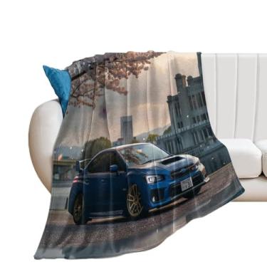 Imagem de HouLaiZhe Cobertor Super Macio Flanela JDM WRX Carro Esportivo Flor de Cerejeira Cobertores de Refrigeração Leve para Sofá-Cama Cadeira Sofá Carro Viagem ao Ar Livre Leve Quente 152 cm x 203 cm