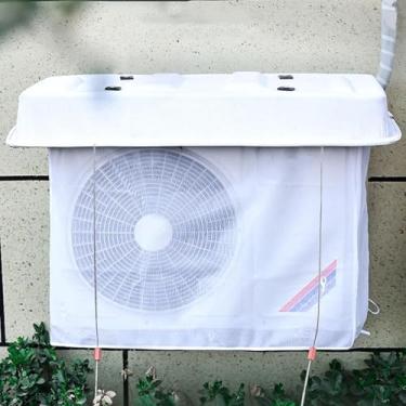 Imagem de RAUMPA Capas de ar condicionado para unidades externas de janela com rede protetora para compressor condensador HVAC mini split bomba de calor protege contra intempéries (branco, 98 x 50 cm)