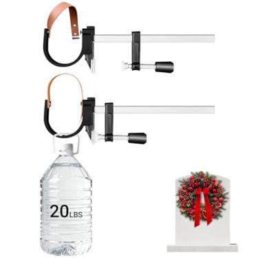 Imagem de Pacote com 2 cabides de guirlanda de lápide, guirlanda de cemitério para lápides de 7,6 a 20 cm, aço resistente com fivela de bloqueio, comporta facilmente 9 kg, decoração de marcador de túmulo para