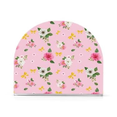 Imagem de Qilmy Suporte de guardanapo, porta-guardanapos de acrílico transparente de rosas estilo aquarela para mesa, suporte de guardanapo de coquetel de papel de seda para cozinha, dispensador de guardanapos